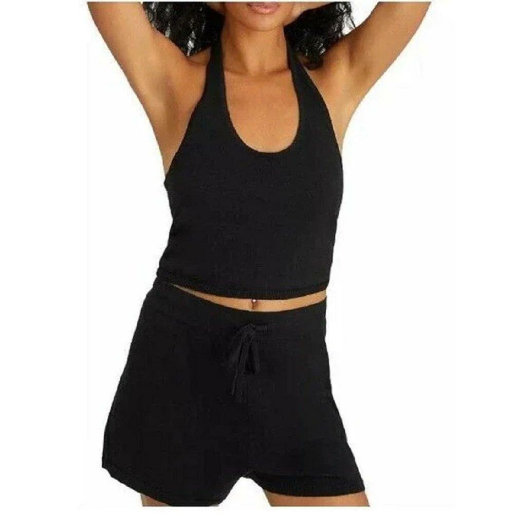 Sanctuary Womens Essential Cropped Halter Top Sz Medium Black Sleeveless NWT - Picture 2 of 4